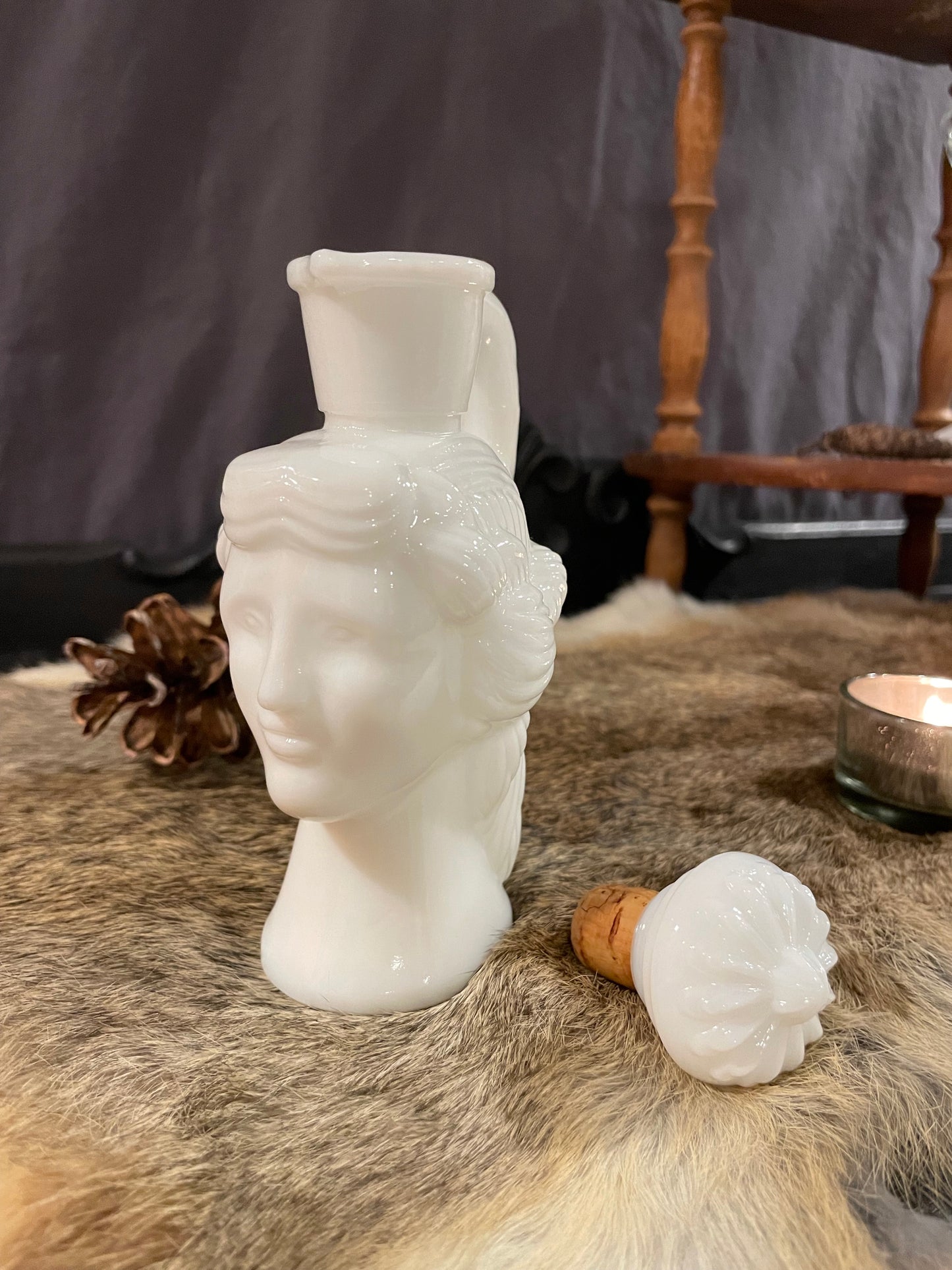 Milk Glass Goddess Potion Bottle