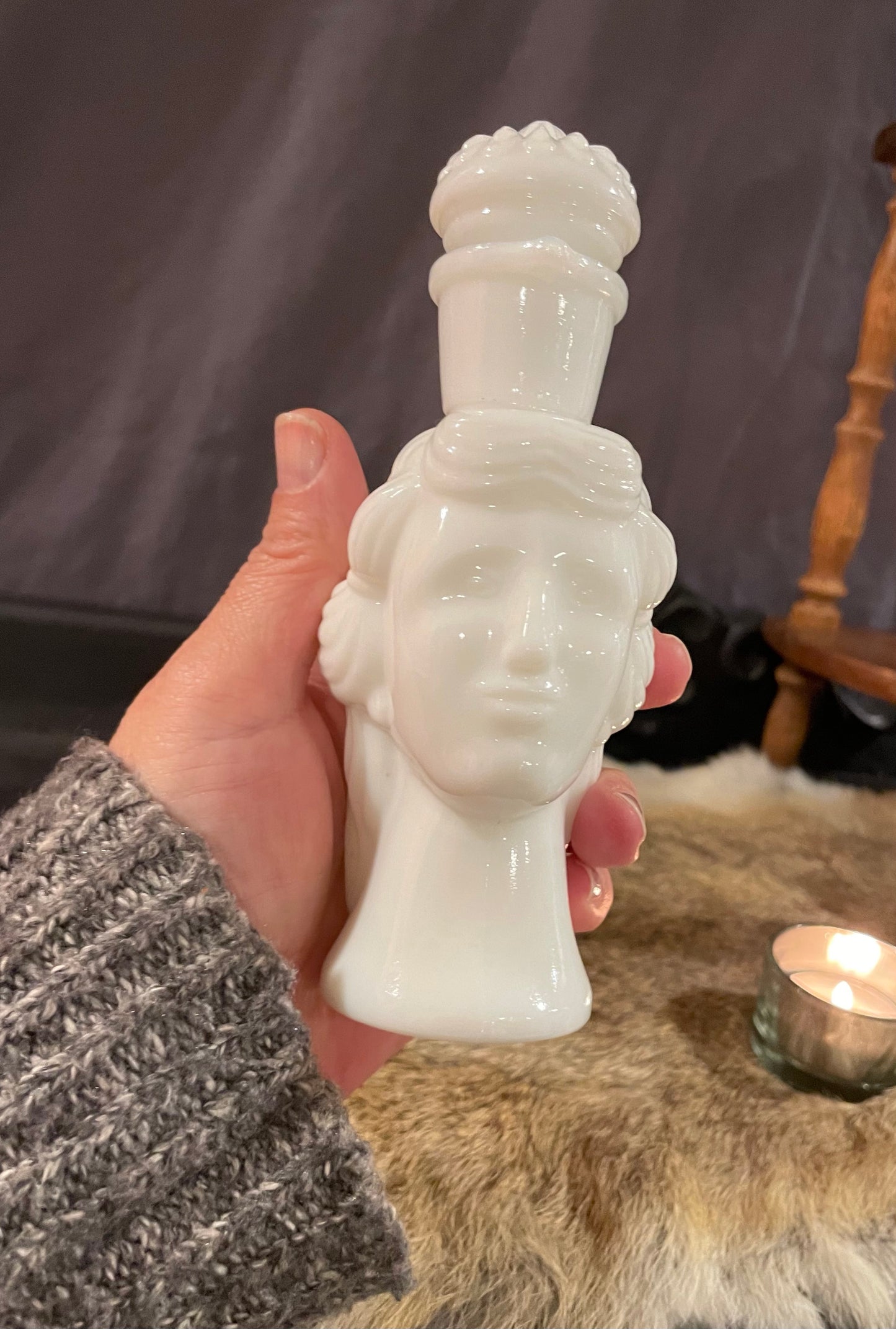 Milk Glass Goddess Potion Bottle