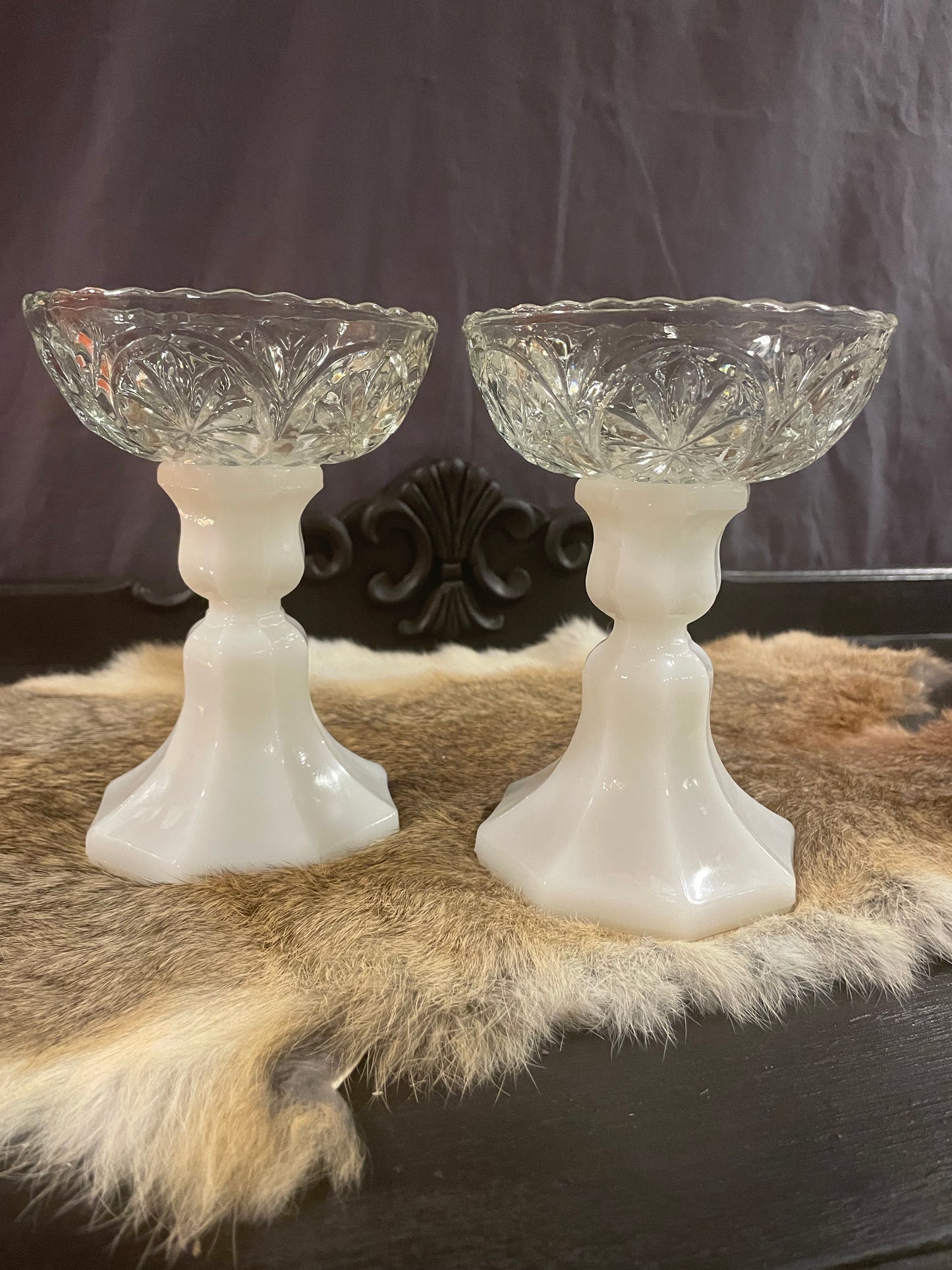 Pair of Cut Glass Offering Dishes