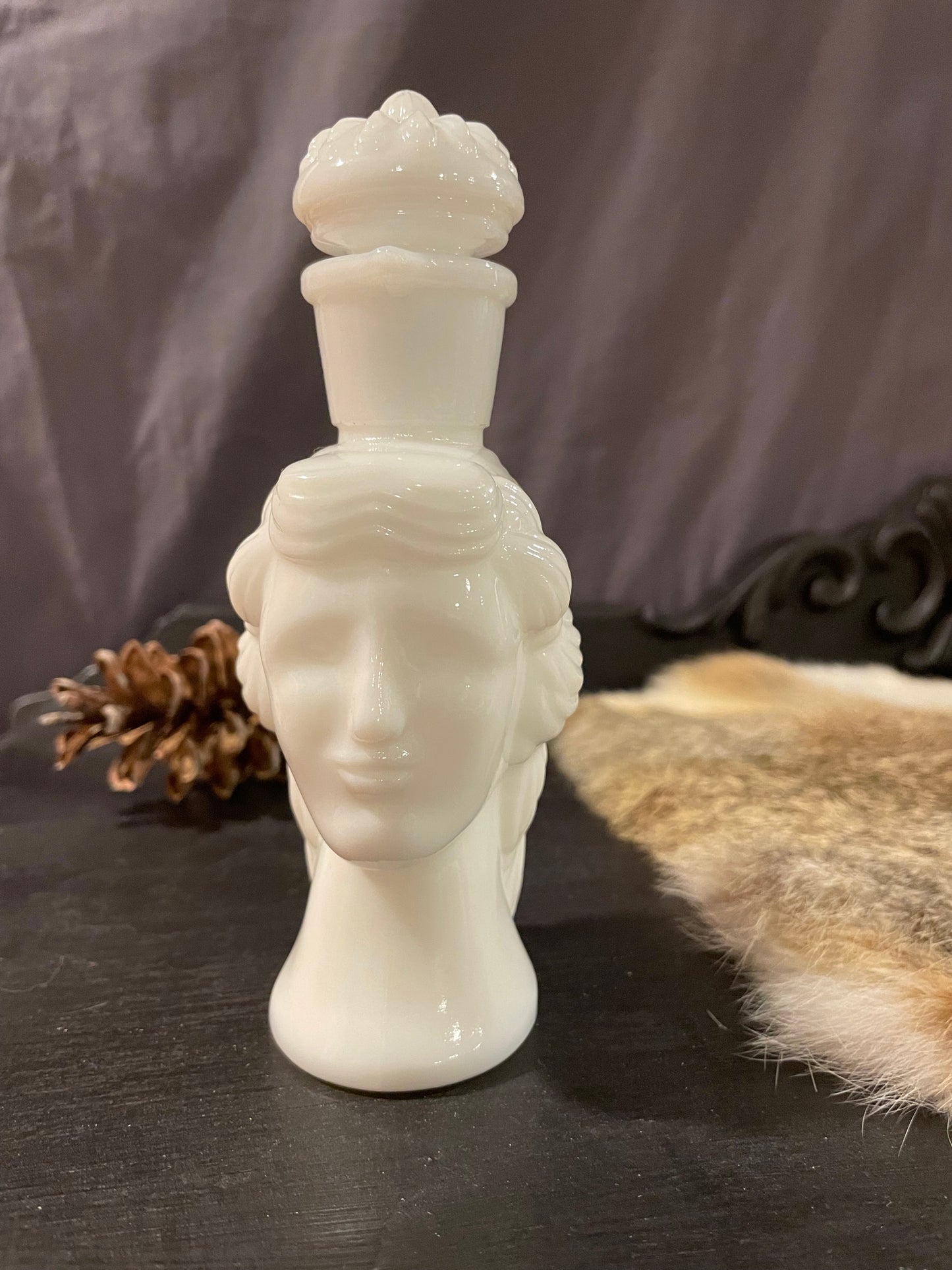 Milk Glass Goddess Potion Bottle