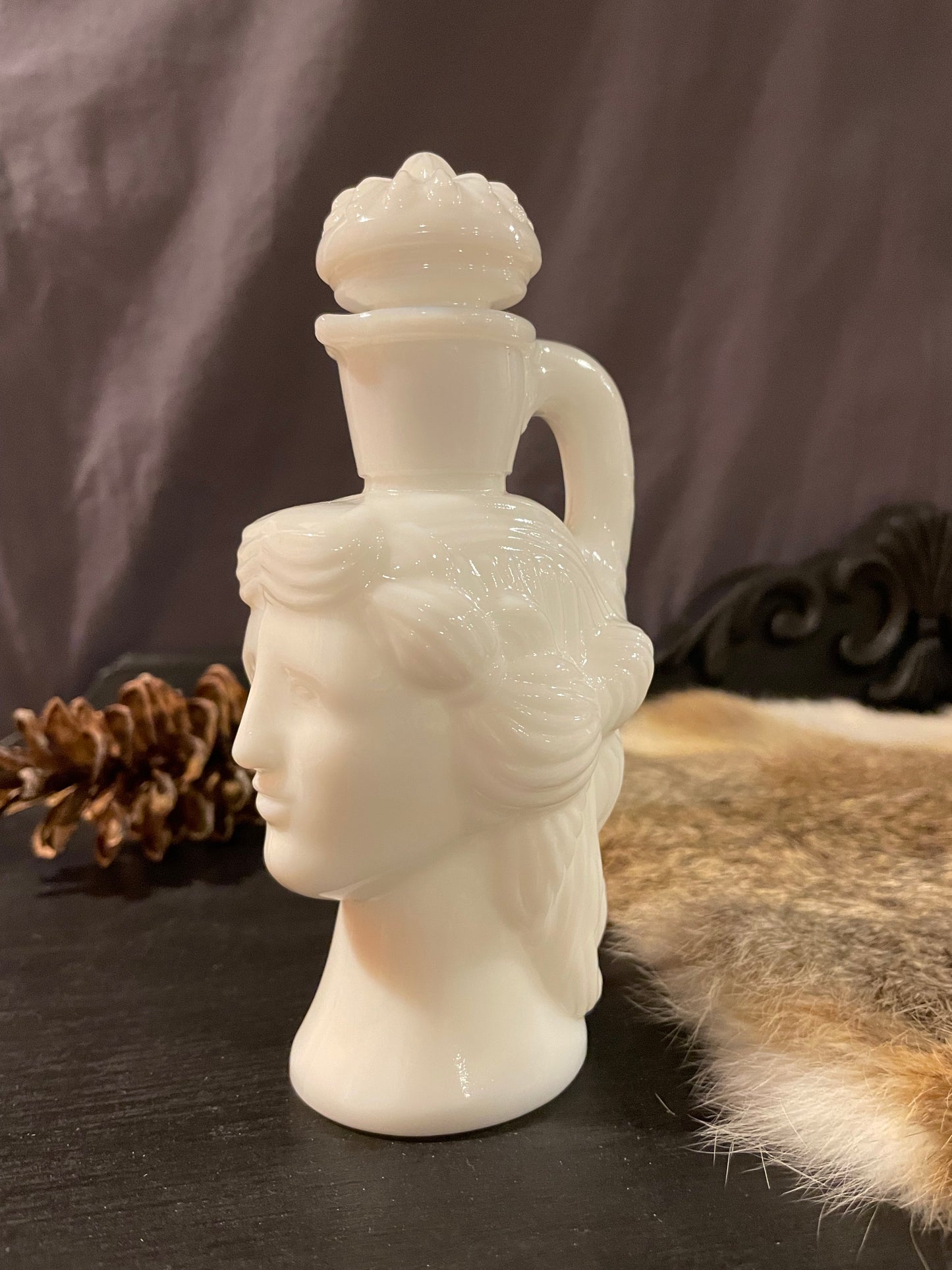 Milk Glass Goddess Potion Bottle
