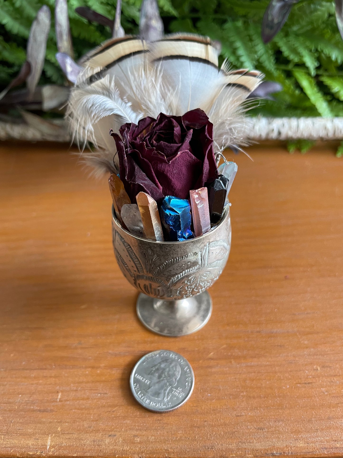 Crystals, flowers and feathers